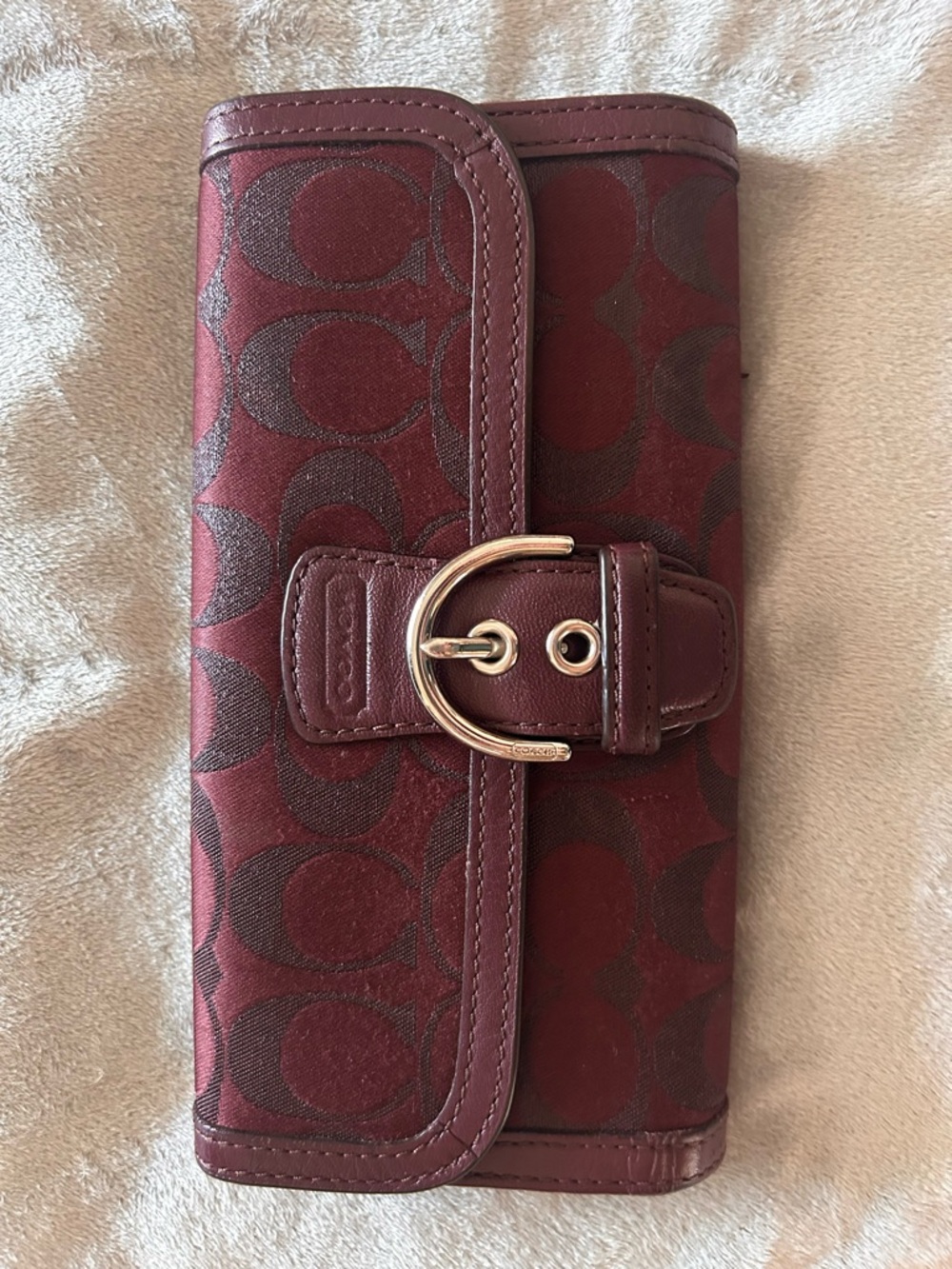 Coach Burgundy Signature Buckle Wallet